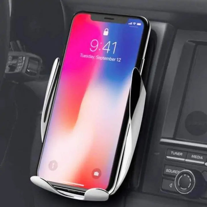 Wireless sensor car phone holder & charger.